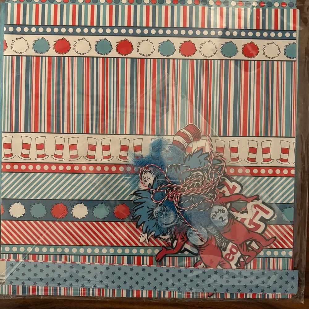 Playful Striped dr. Seuss - Blue, Red, White scrapbook kit